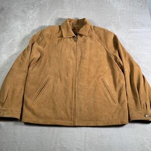 Weatherproof Suede Leather Jacket Mens XL‎ Zip Front Western Pockets Coat Brown